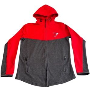 RARE Gymshark Fit Hooded Jacket Red/Graphite Size Medium Unisex